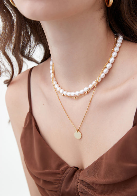 Aurea Medallion 925 Sterling Silver Double Chain Necklace