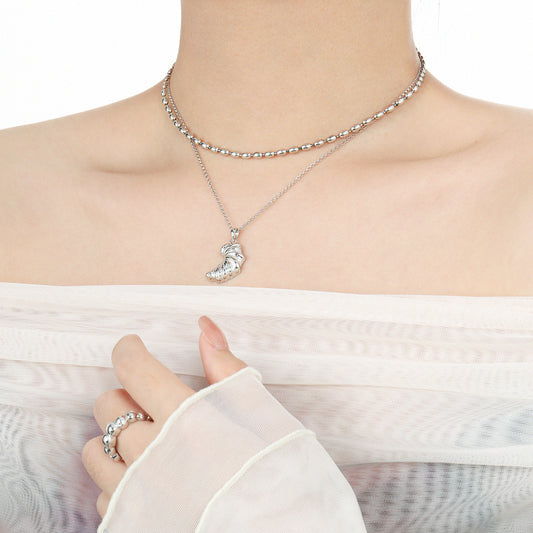 Soleil Croissant 925 Sterling Silver Pendant Necklace