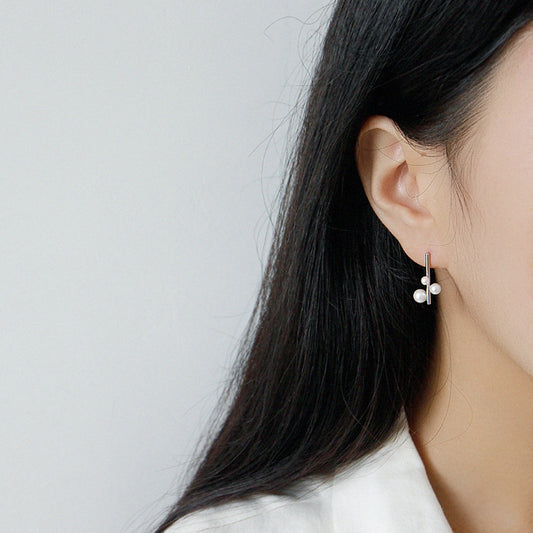 Lumea Pearl Bar Sterling Silver Earrings