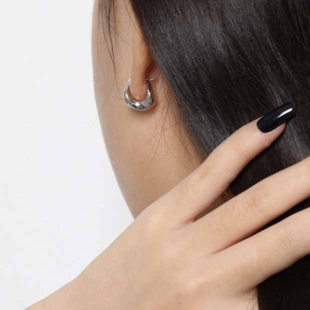 Agravity sculpted 925 Sterling Silver Hoop Earrings