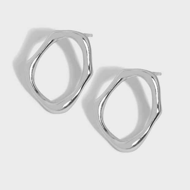 Nina - Irregular 925 Sterling Silver Stud Earrings