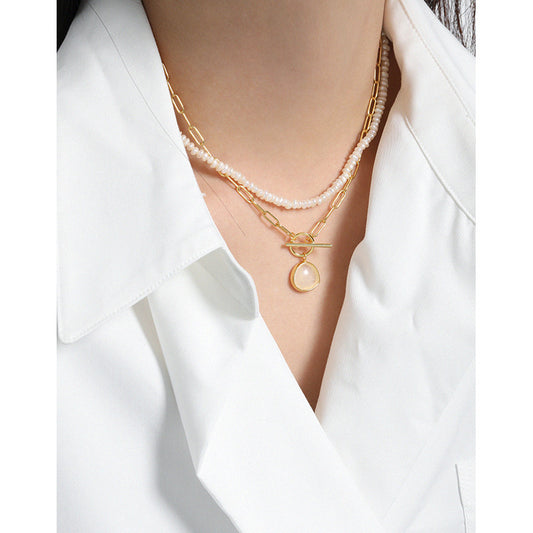 Crystal OT Hollow Chain 925 Sterling Silver Necklace