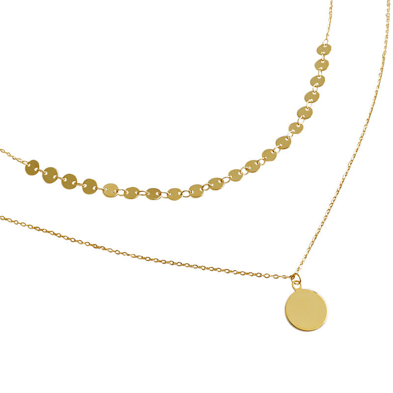 Wafer Double Layer 925 Sterling Silver Necklace