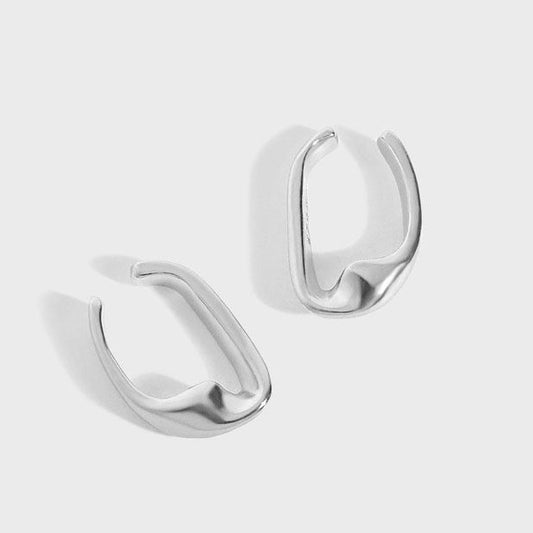KHASS Hollow Twisted Circle 925 Sterling Silver Hoop Earrings