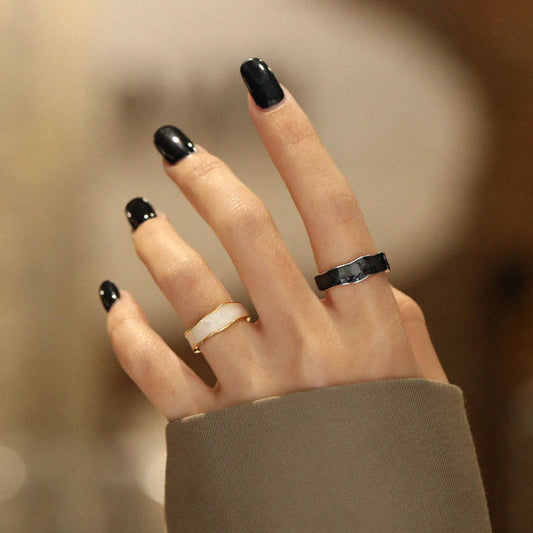 Office Epoxy Wave Irregular 925 Sterling Silver Adjustable Ring