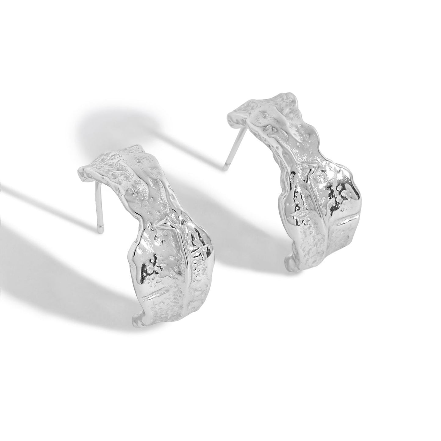 Tinfoil C Shape 925 Sterling Silver Stud Earrings