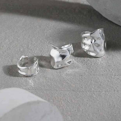 River Flow 925 Sterling Silver Ear Cuff Silver Non-Pierced Earcuff