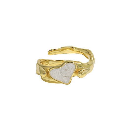 Shilla - CZ Heart 925 Sterling Silver Adjustable Ring