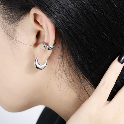 Rana Matte Circle 925 Sterling Silver Hoop Earrings