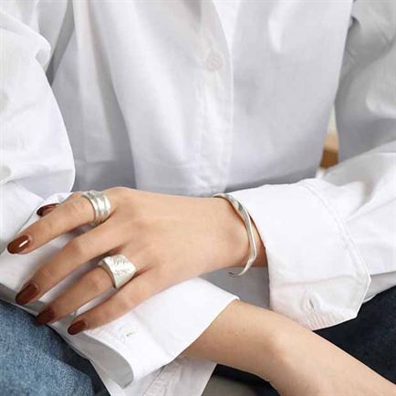 Mahtab 925 Sterling Silver Open Bangle