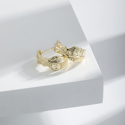 Tinfoil C Shape 925 Sterling Silver Stud Earrings