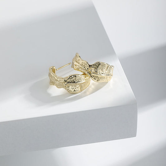 Tinfoil C Shape 925 Sterling Silver Stud Earrings