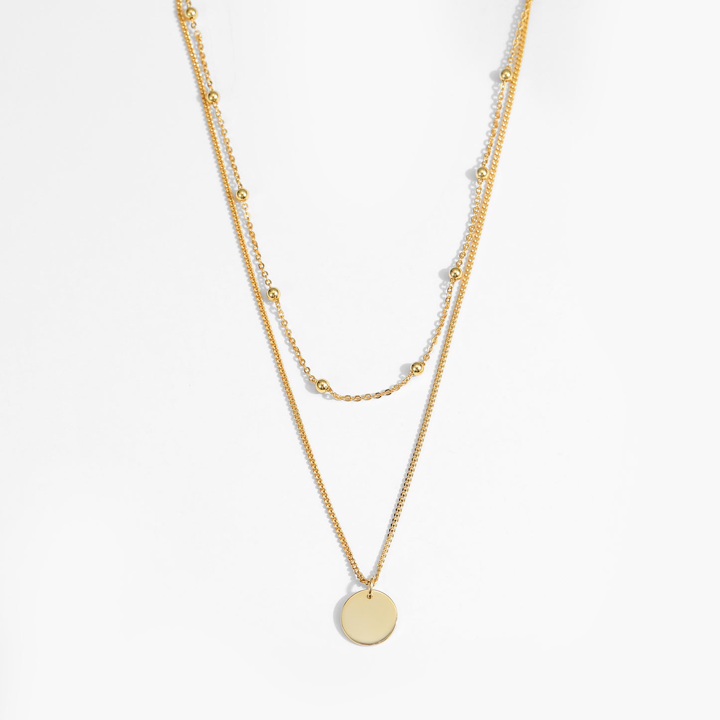 Aurea Medallion 925 Sterling Silver Double Chain Necklace