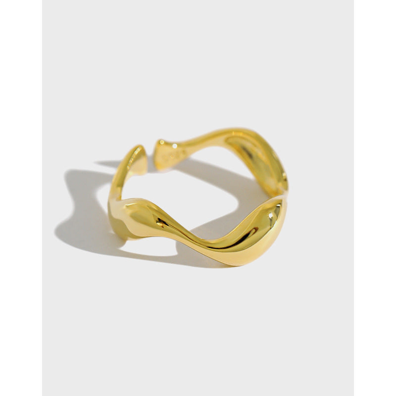 Irregular wavy smooth open ring