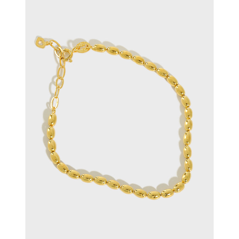 Olive bead chain silver bracelet