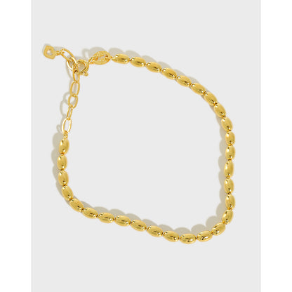 Olive bead chain silver bracelet