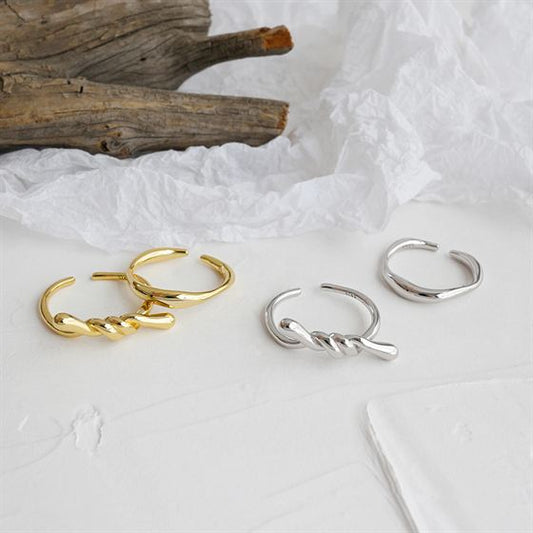 Twisted Wave 925 Sterling Silver Adjustable Ring