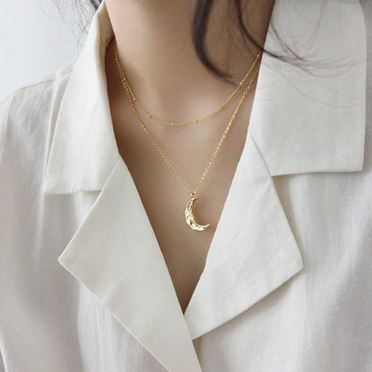 Irregular Crescent Moon 925 Sterling Silver Necklace