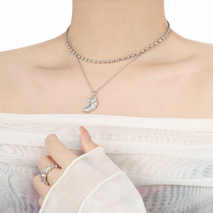 Soleil Croissant 925 Sterling Silver Pendant Necklace