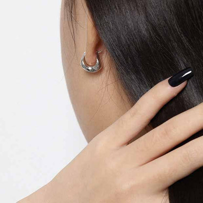 Agravity sculpted 925 Sterling Silver Hoop Earrings