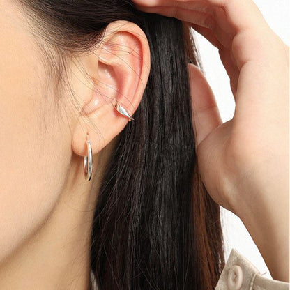 KHASS Hollow Twisted Circle 925 Sterling Silver Hoop Earrings