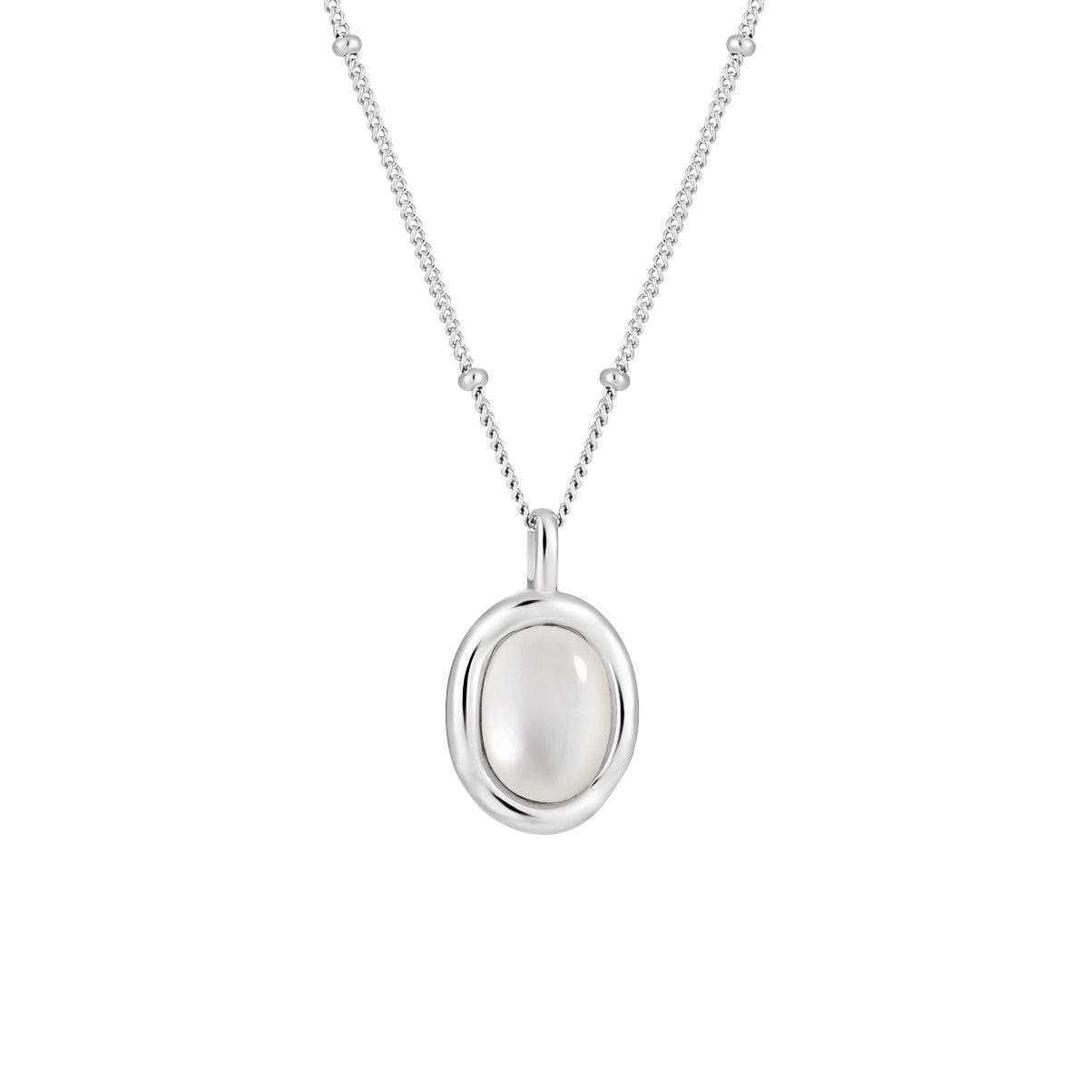 Negar Ovarl White Shell 925 Sterling Silver Necklace