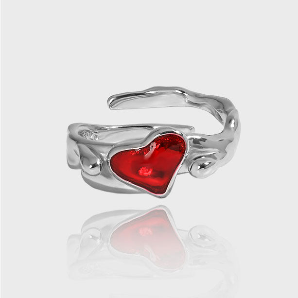Shilla - CZ Heart 925 Sterling Silver Adjustable Ring