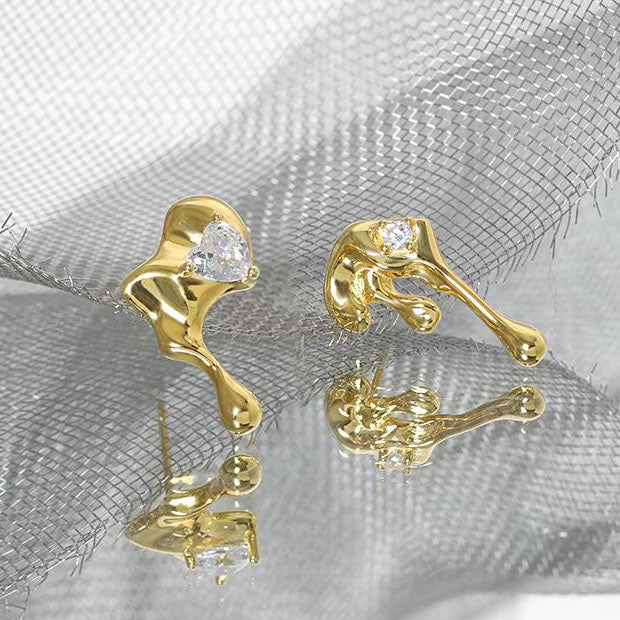 Lava flow Silver melting Earrings