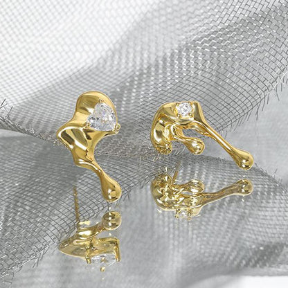 Lava flow Silver melting Earrings