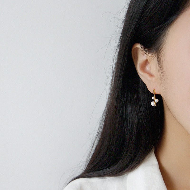 Lumea Pearl Bar Sterling Silver Earrings