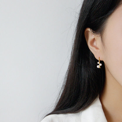 Lumea Pearl Bar Sterling Silver Earrings