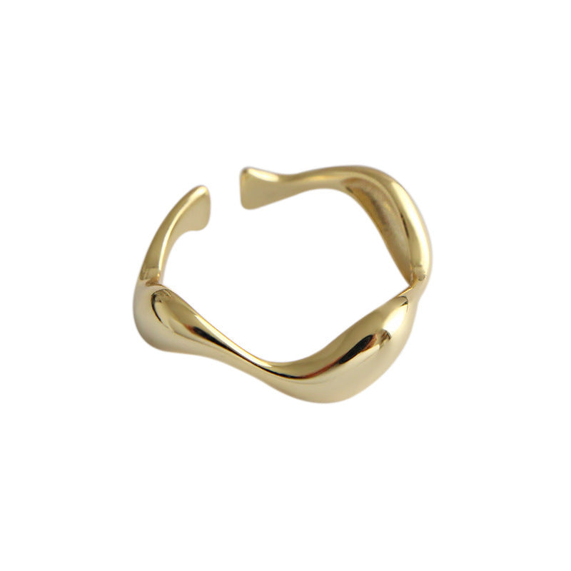 Irregular wavy smooth open ring