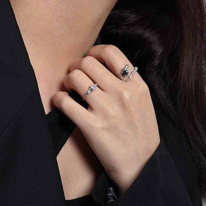 Maar Black Waterdrop Silver Ring