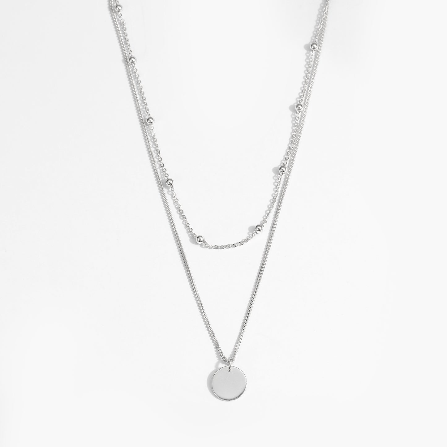 Aurea Medallion 925 Sterling Silver Double Chain Necklace