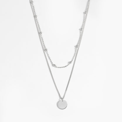 Aurea Medallion 925 Sterling Silver Double Chain Necklace