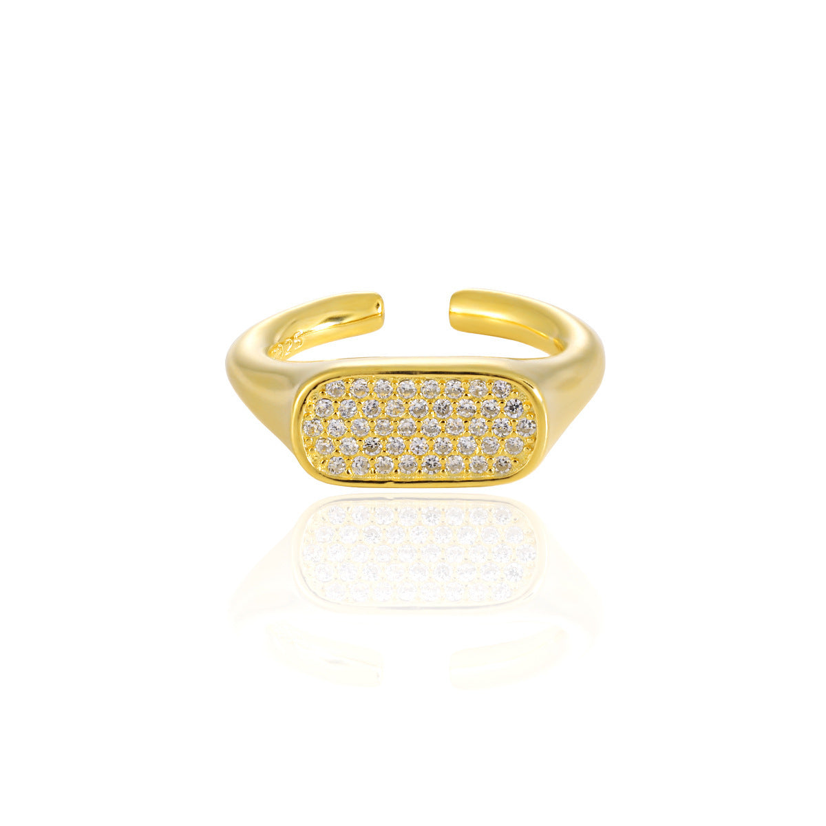 Irregular Rectangle Micro Setting CZ 925 Sterling Silver Adjustable Ring