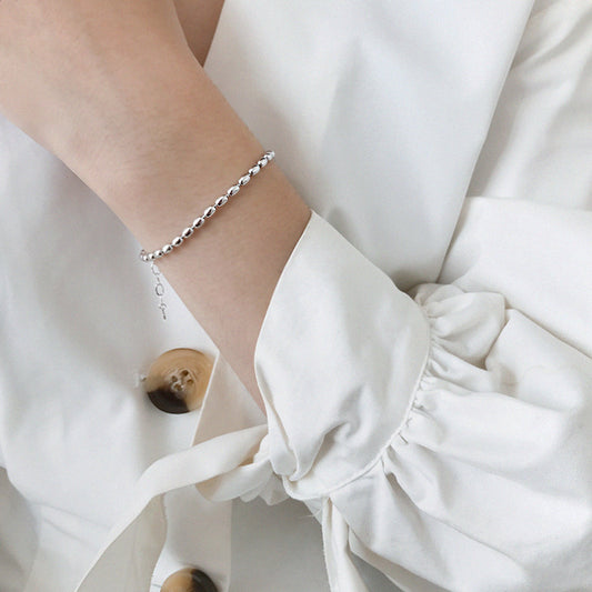 Olive bead chain silver bracelet
