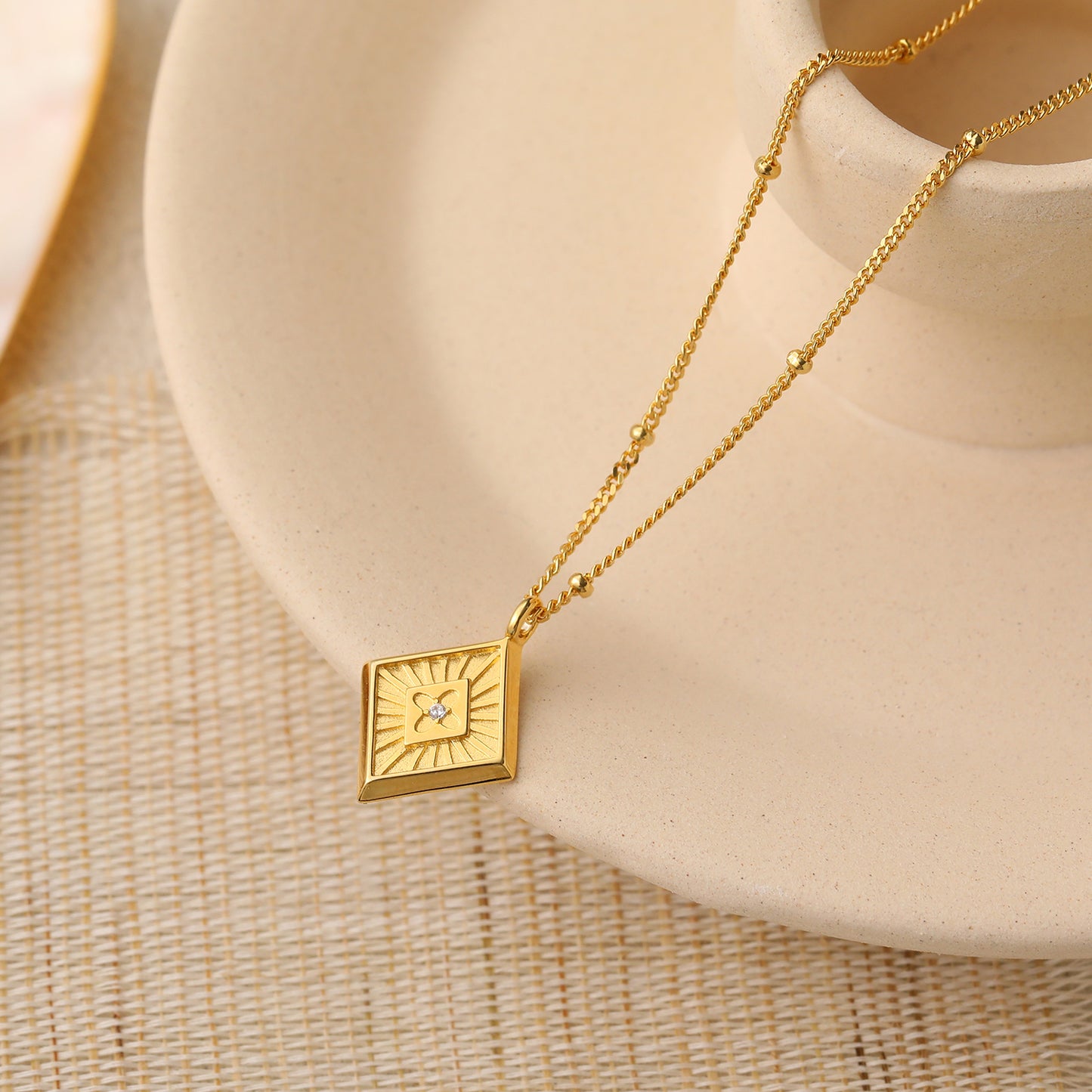 Rhombus charm 925 Sterling Silver Necklace