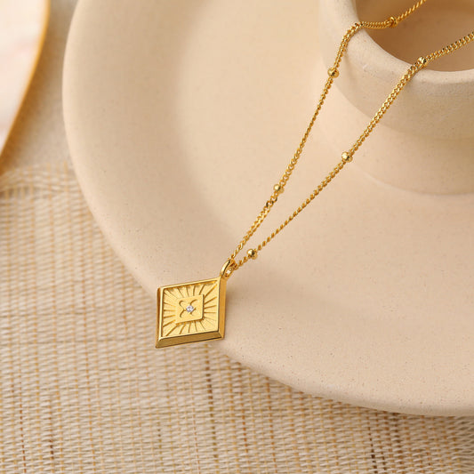 Rhombus charm 925 Sterling Silver Necklace