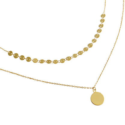 Wafer Double Layer 925 Sterling Silver Necklace