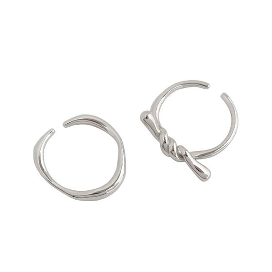 Twisted Wave 925 Sterling Silver Adjustable Ring
