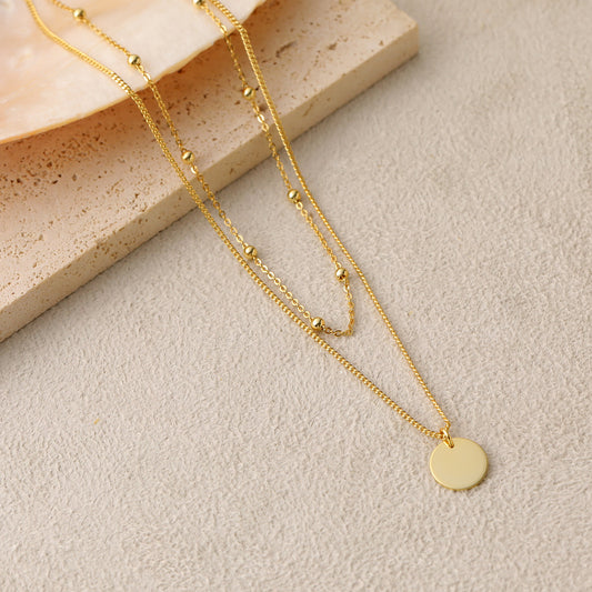 Aurea Medallion 925 Sterling Silver Double Chain Necklace