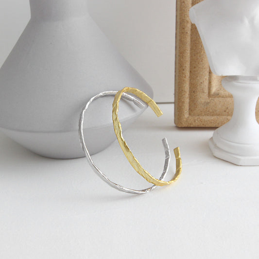 Convex 925 Sterling Silver Open Bangle