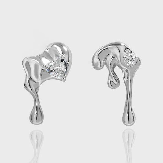 Lava flow Silver melting Earrings