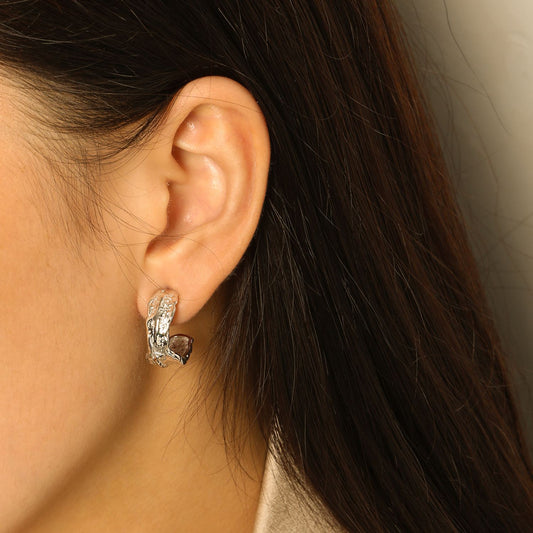 Tinfoil C Shape 925 Sterling Silver Stud Earrings
