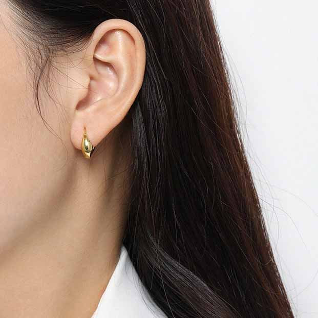 Agravity sculpted 925 Sterling Silver Hoop Earrings