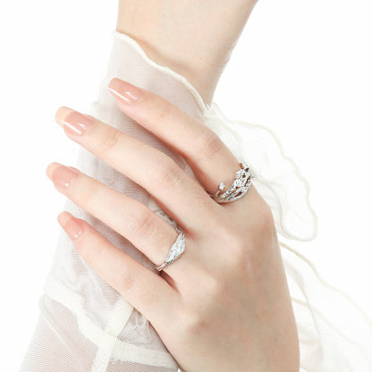 Naaz -  Irregular CZ Tree Branch 925 Sterling Silver Adjustable Ring