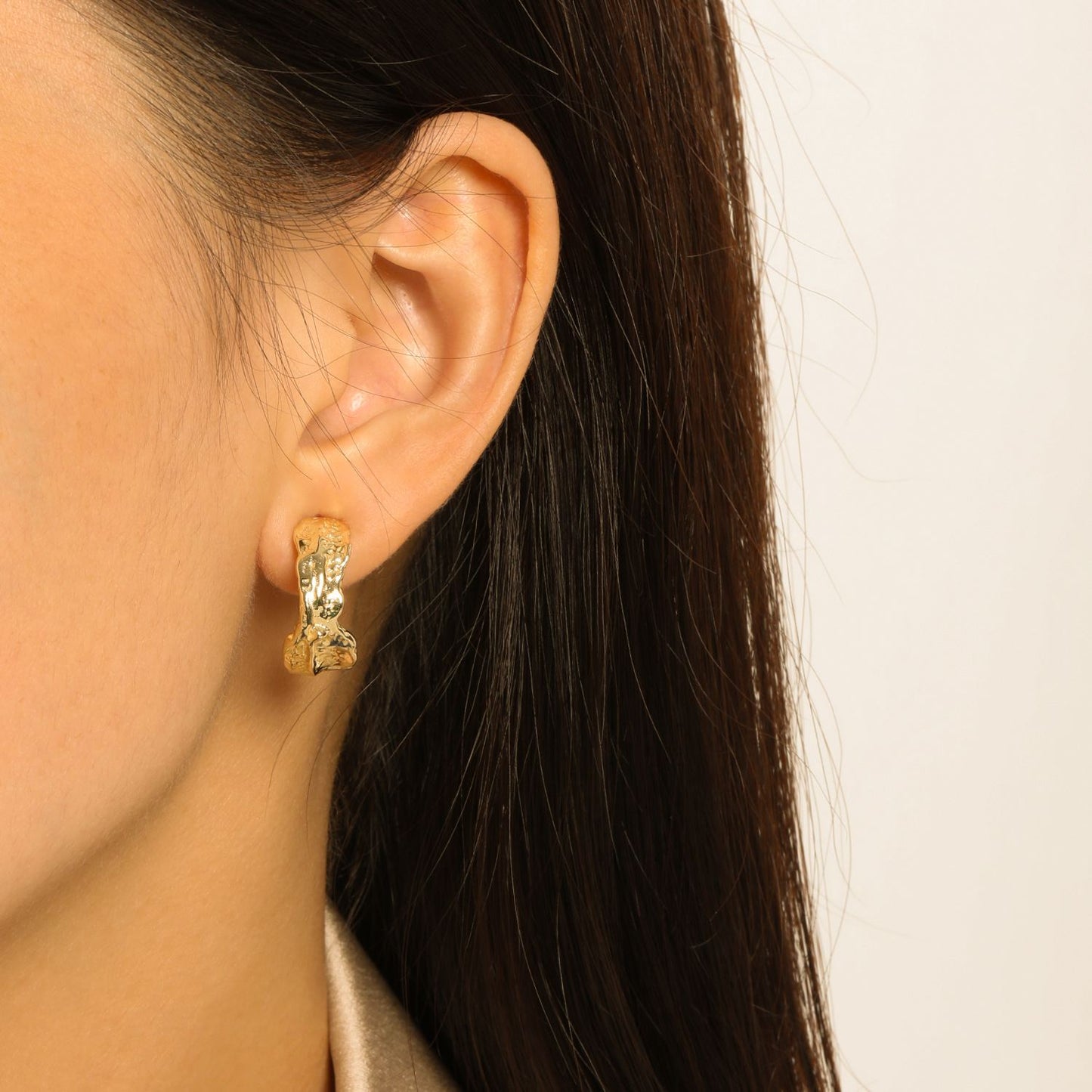 Tinfoil C Shape 925 Sterling Silver Stud Earrings