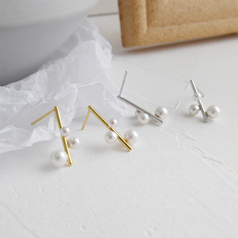Lumea Pearl Bar Sterling Silver Earrings