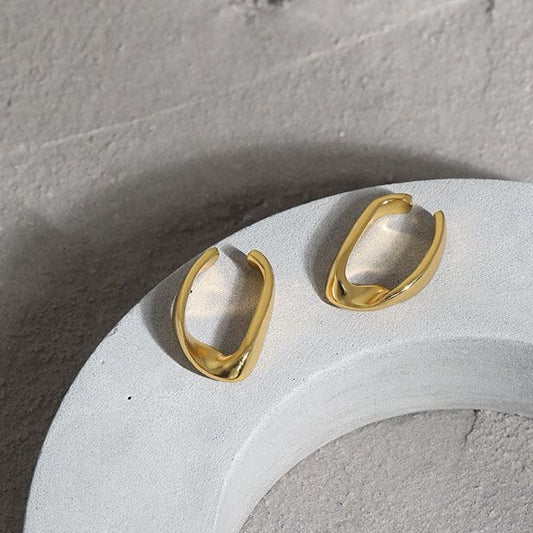 KHASS Hollow Twisted Circle 925 Sterling Silver Hoop Earrings